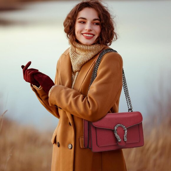 Women Small Handbags PU Leather Shoulder Bag Purse Un Satchels with Chain Strap - Picture 2 of 7